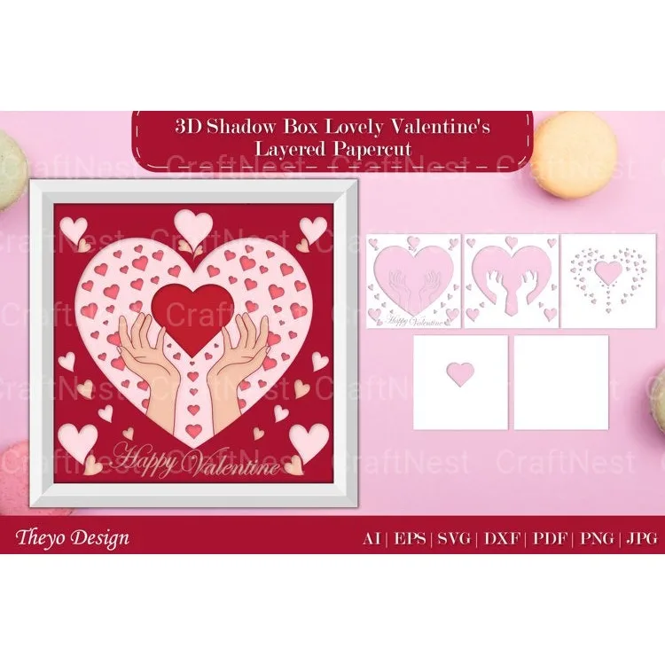 Shadow Box Happy Valentine Layered Papercut SVG