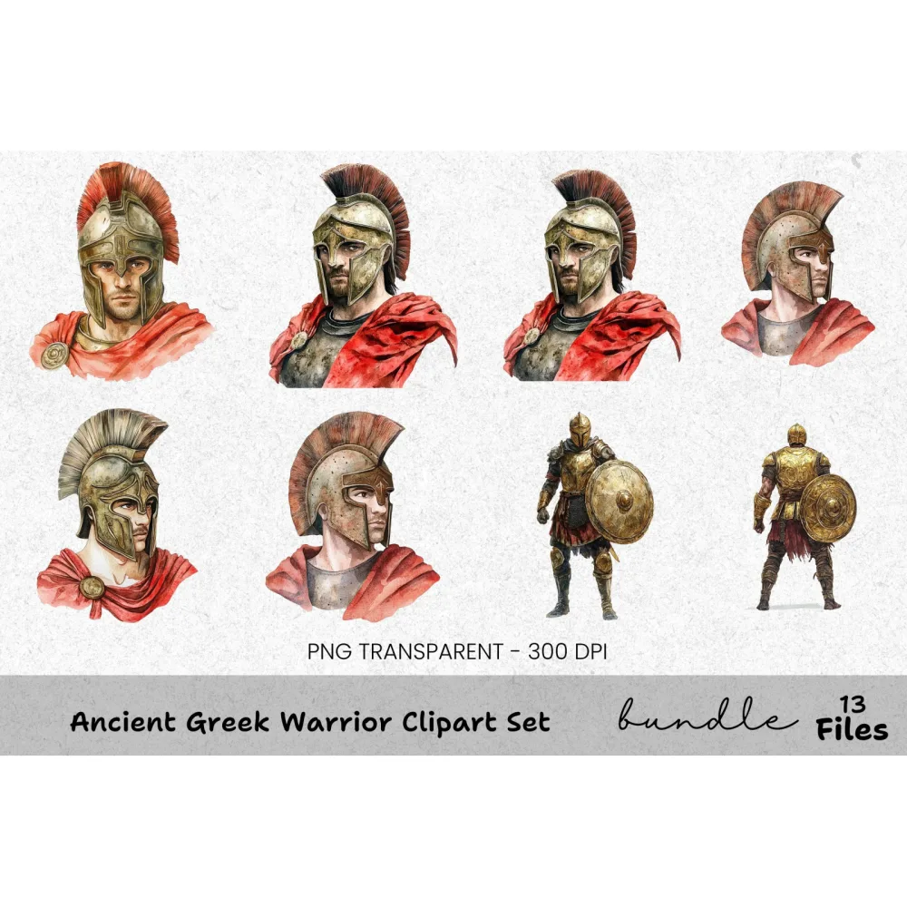 Ancient Greek Warrior Clipart Bundle