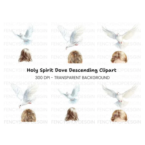 White Dove and Hair Clipart Bundle