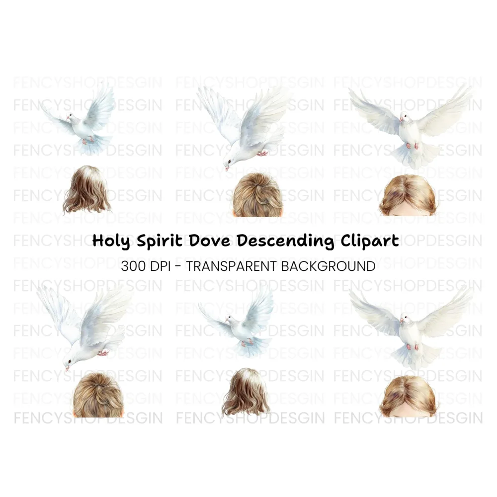 White Dove and Hair Clipart Bundle