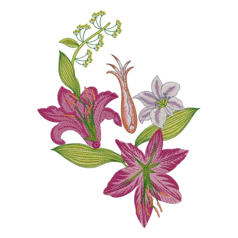 Hot Red Flower Embroidery Design