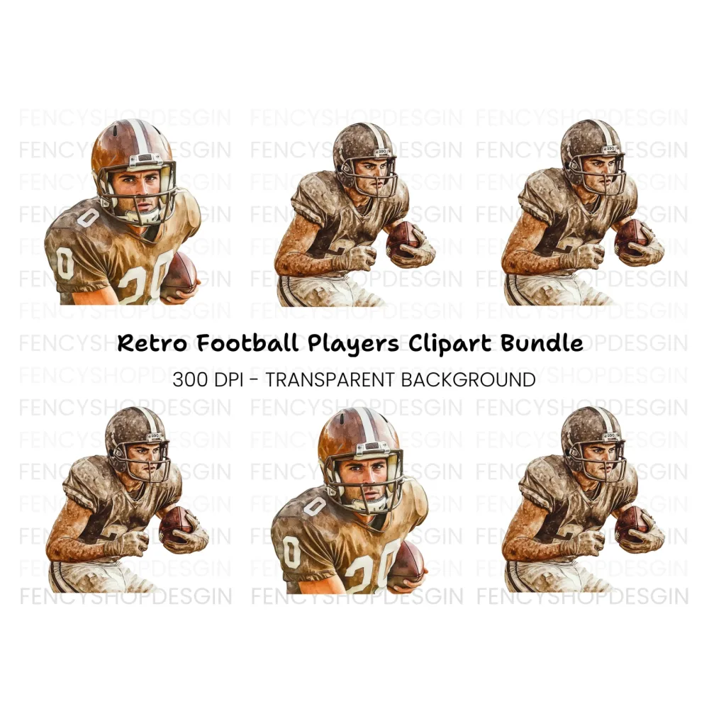 Dynamic Football Player Clipart Bundle
