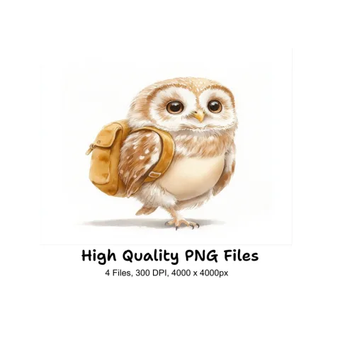 Cute Owl Backpack Clipart Bundle