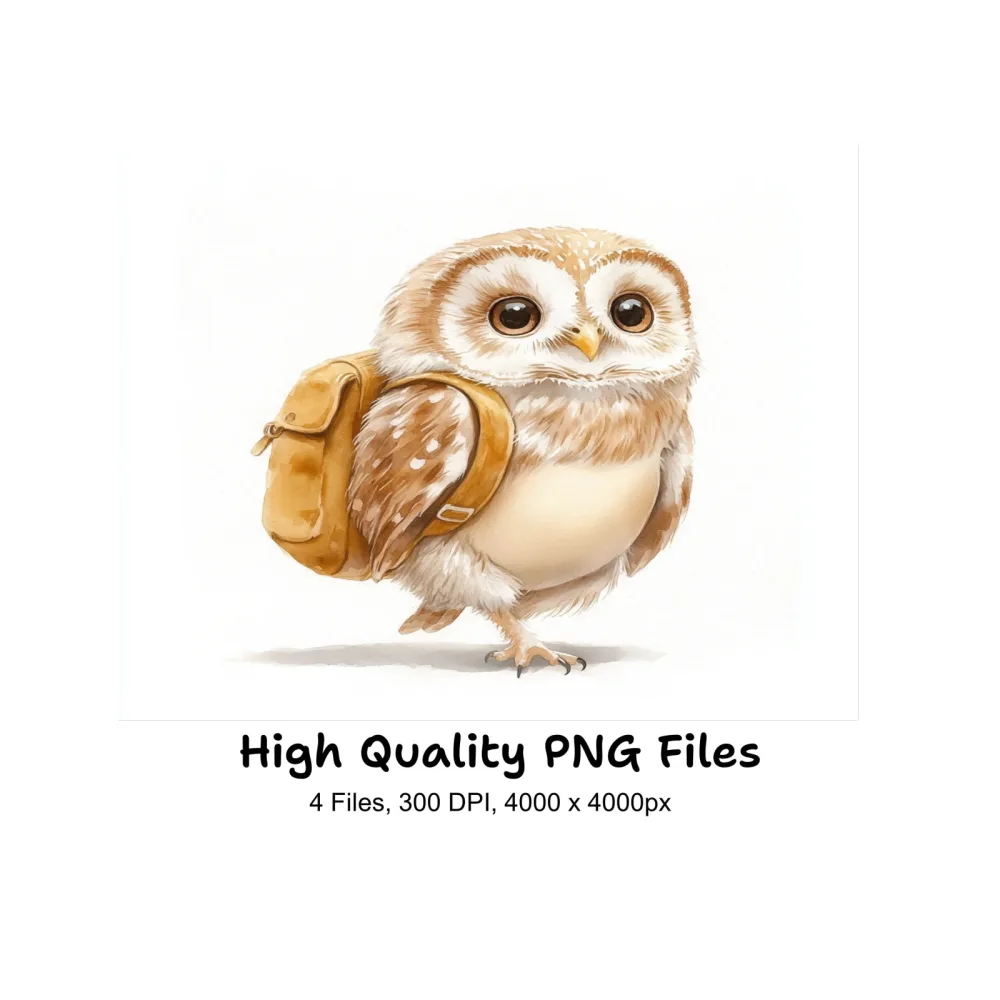 Cute Owl Backpack Clipart Bundle