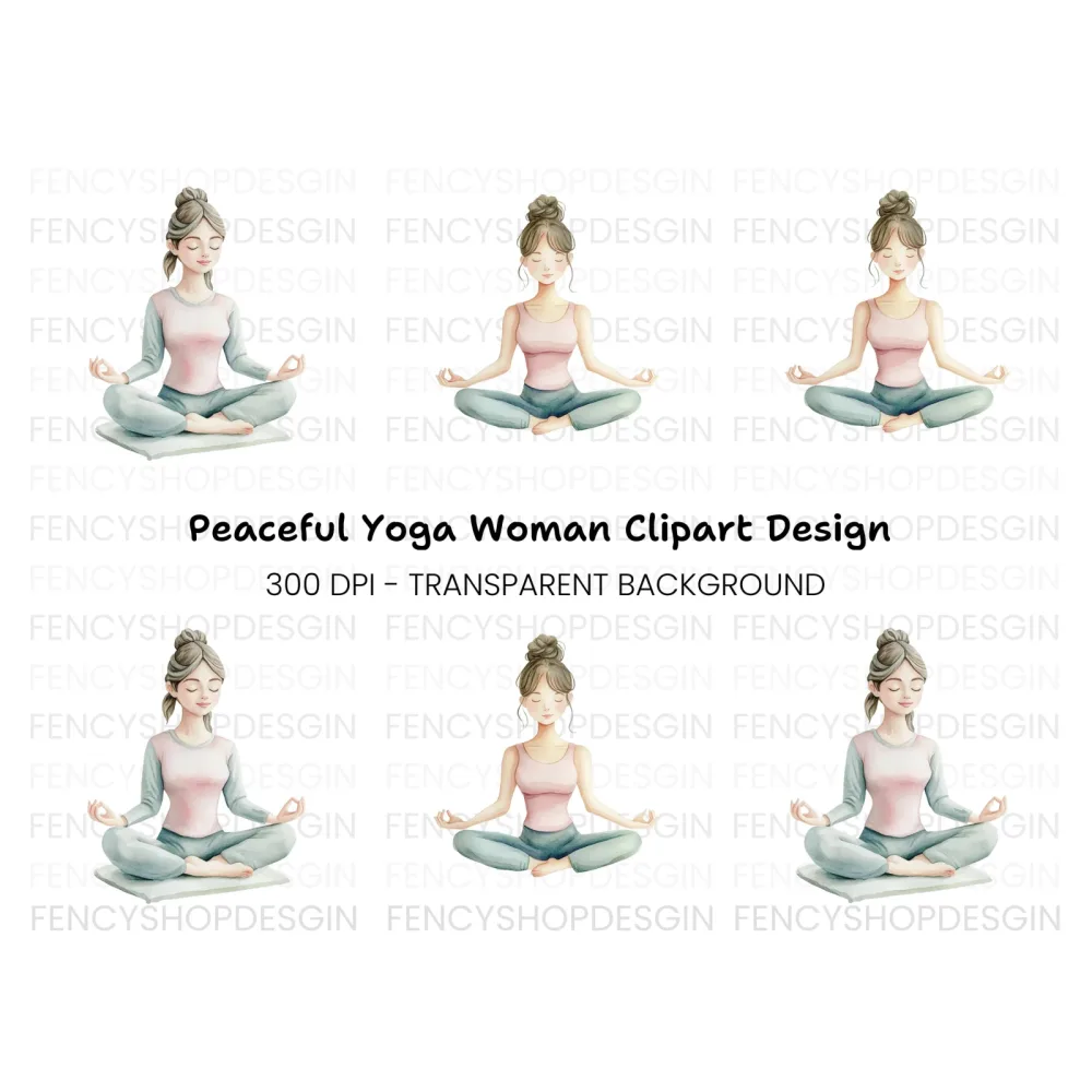 Meditating Women Yoga Clipart Bundle