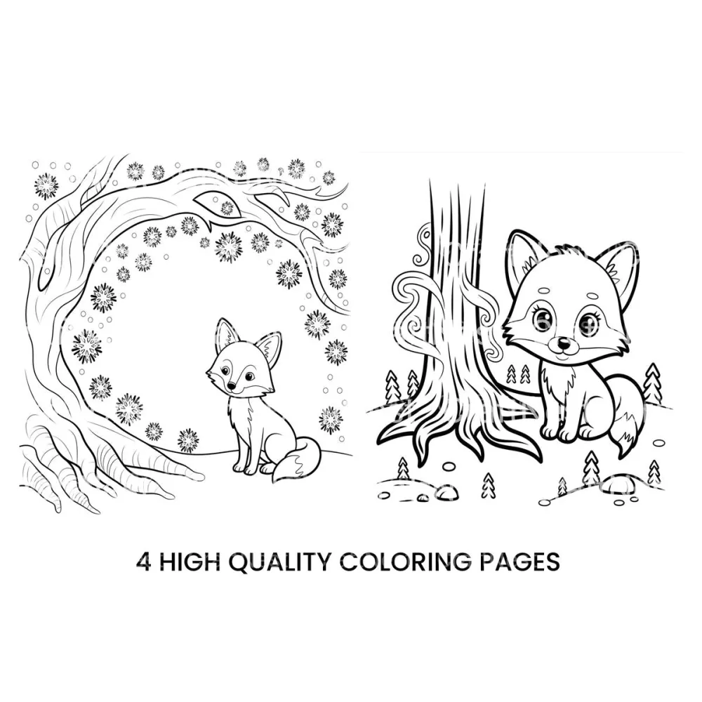Cute Winter Fox Coloring Books