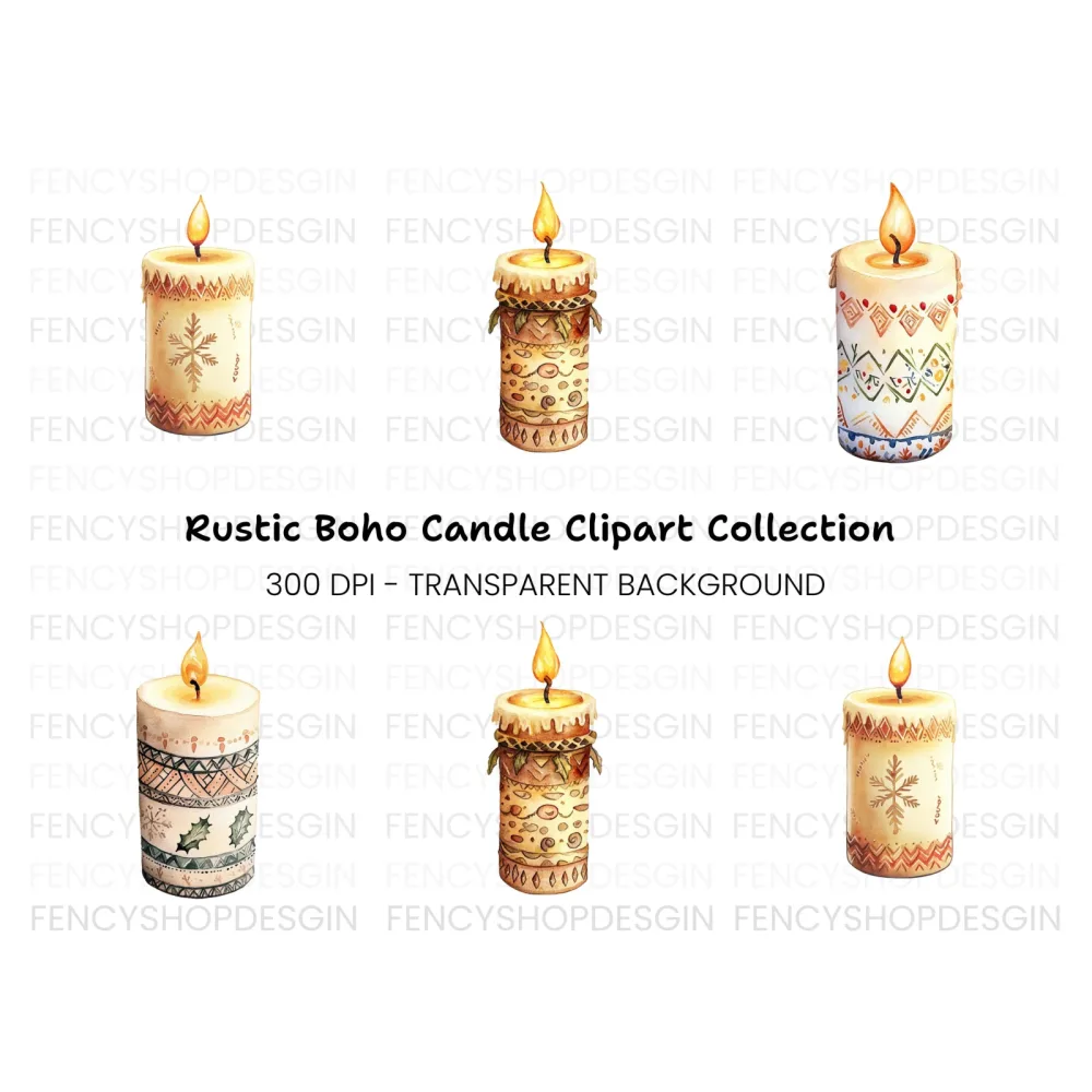 Christmas Candles Clipart Bundle