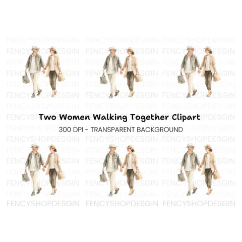 Elderly Couple Shopping Clipart Bundle