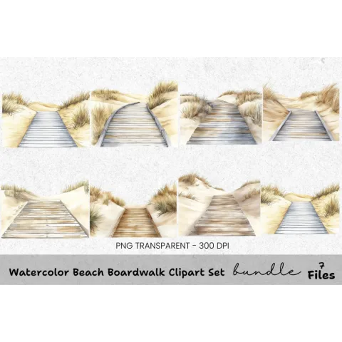 Beach Boardwalk Clipart Bundle