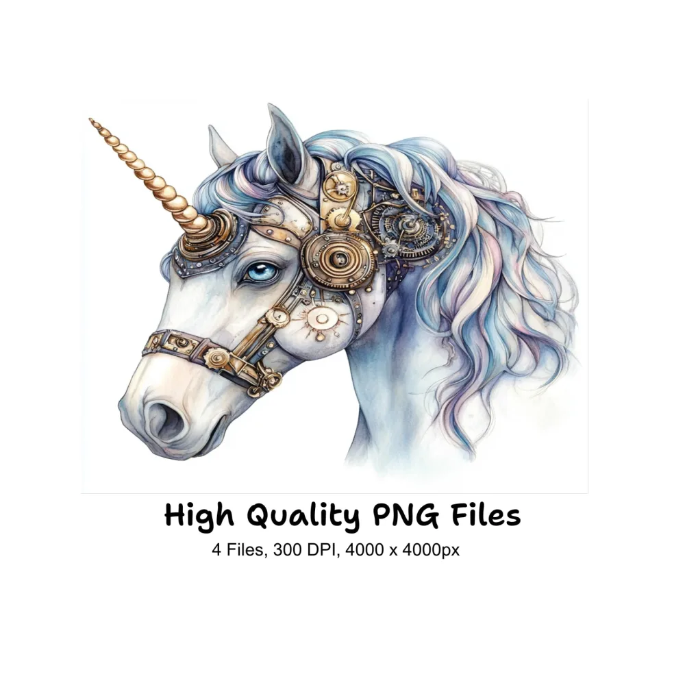Steampunk Unicorn Clipart Bundle