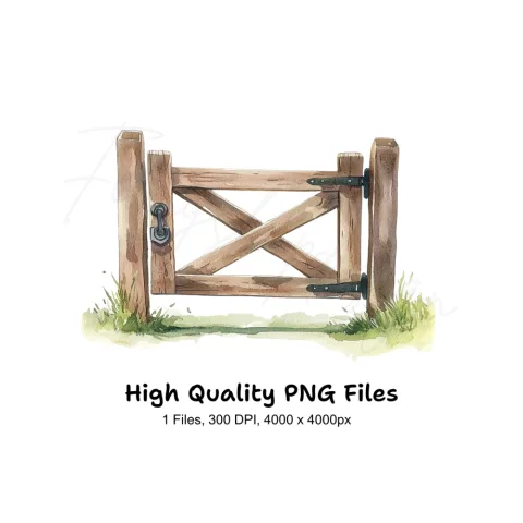 Wooden Gate Illustration Clipart Bundle