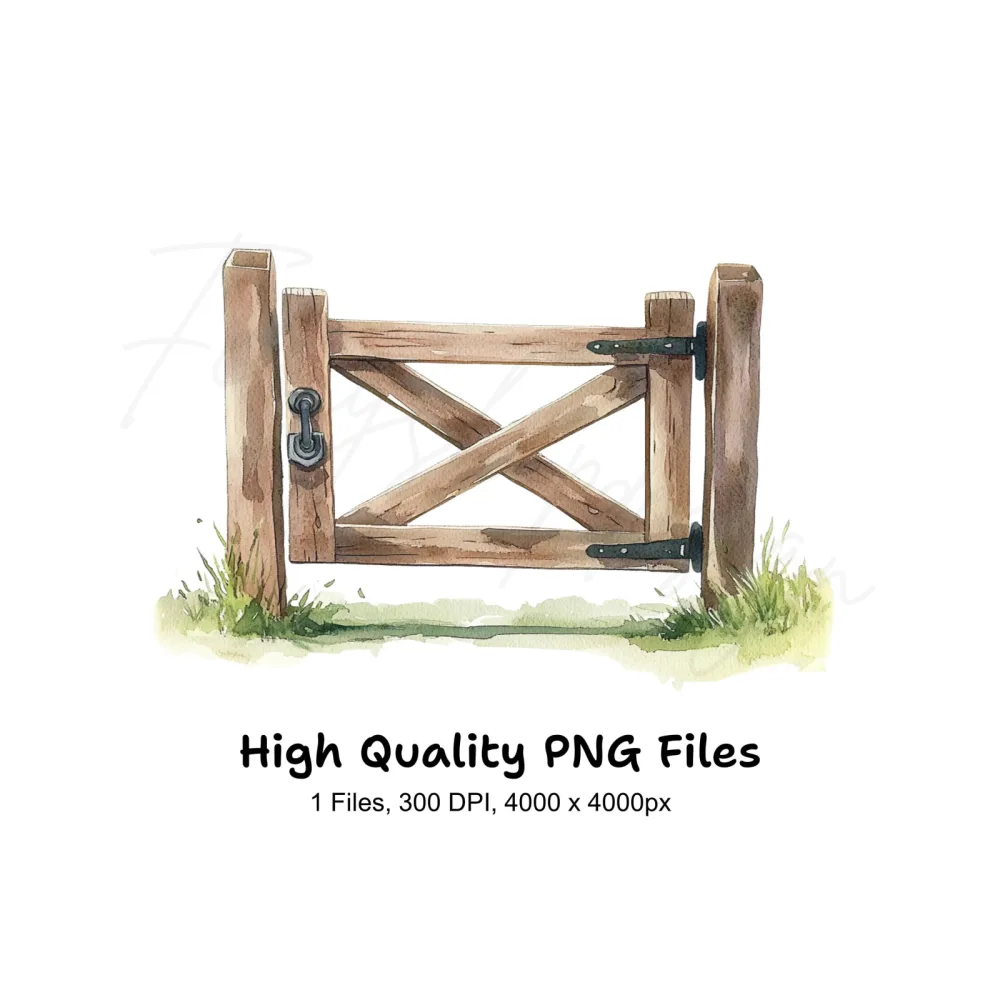 Wooden Gate Illustration Clipart Bundle