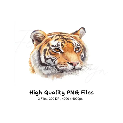 Fierce Tiger Head Clipart Bundle