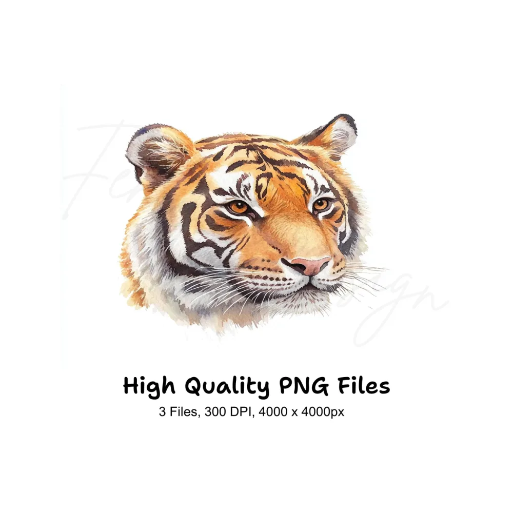 Fierce Tiger Head Clipart Bundle