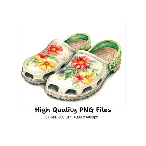 Garden Shoes Boots Floral Clipart Bundle