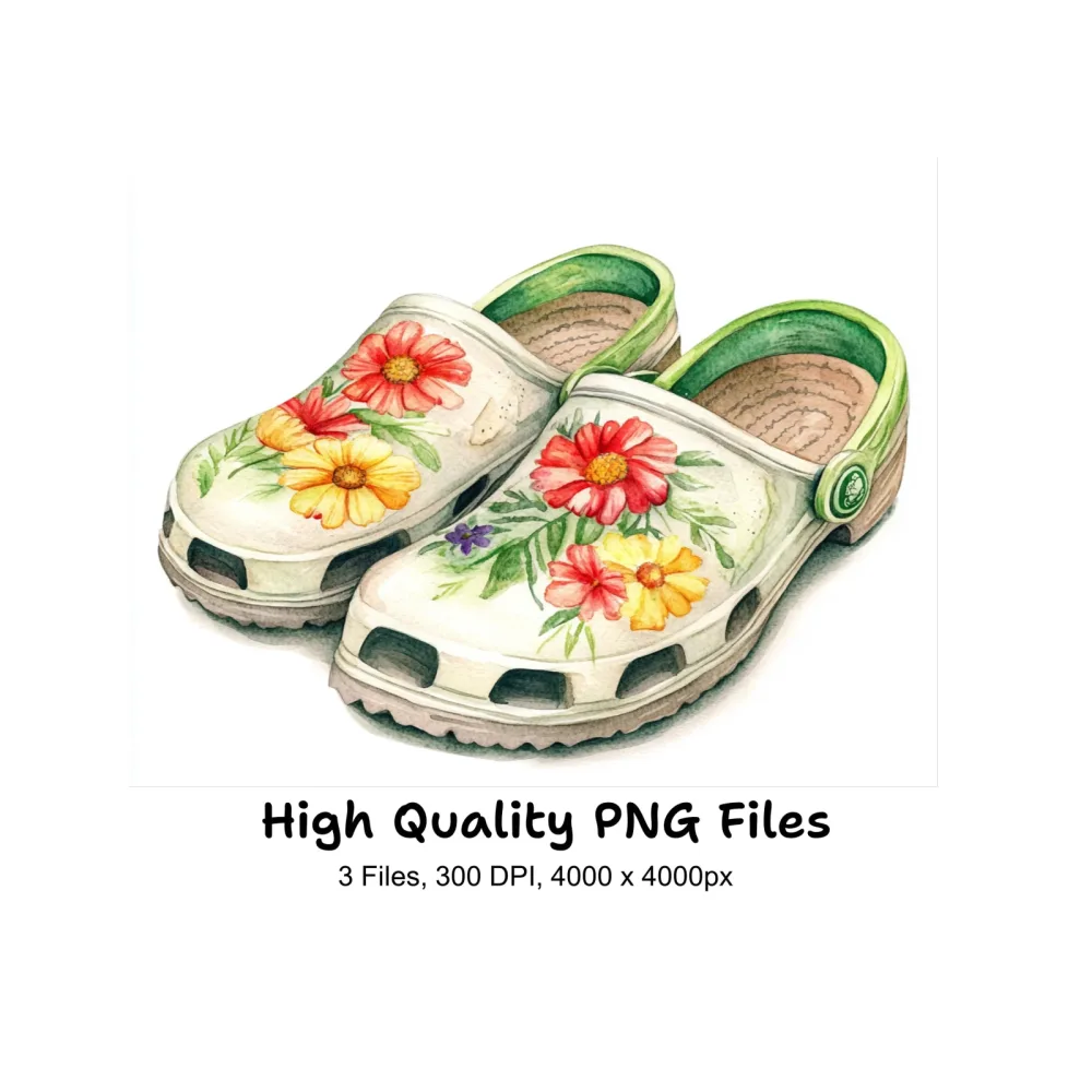 Garden Shoes Boots Floral Clipart Bundle