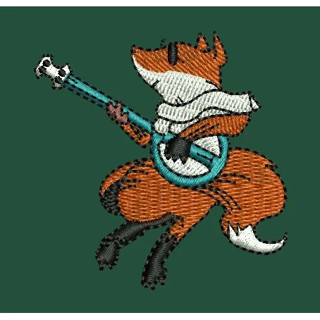 Fox With Guitar Embroidery Design