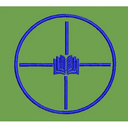 Blue Book and Crosshair Emblem Embroidery Design