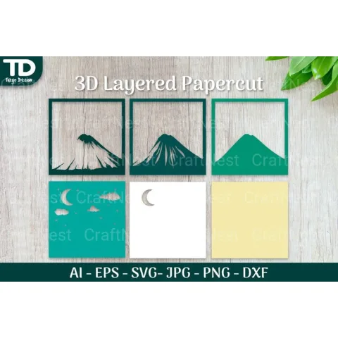 Shadow Box Mount Scene Layered Papercut SVG
