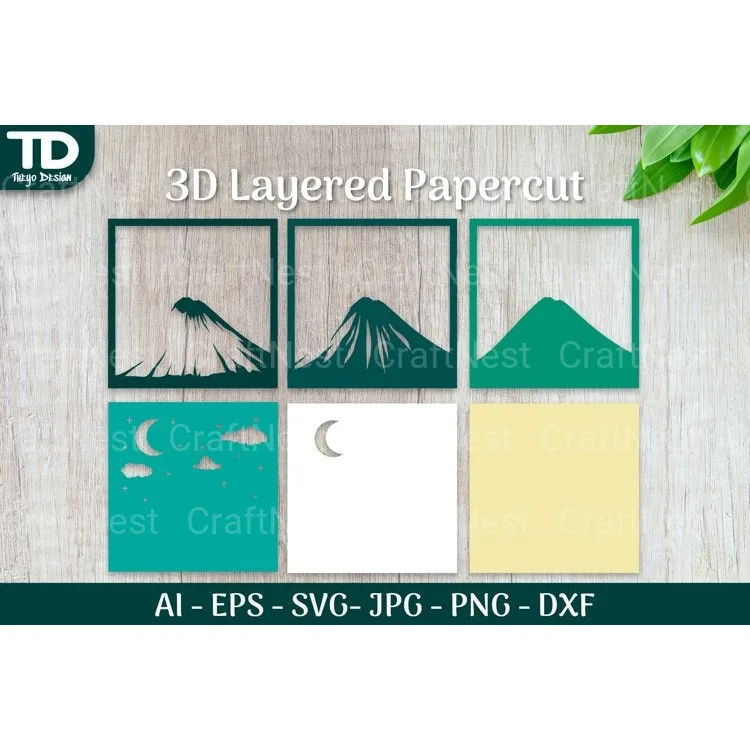 Shadow Box Mount Scene Layered Papercut SVG
