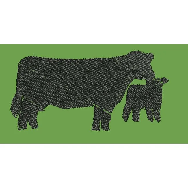 Cow and Calf Silhouette Embroidery Design