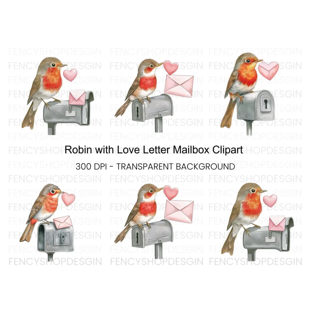 Robin Love Letter Clipart Bundle