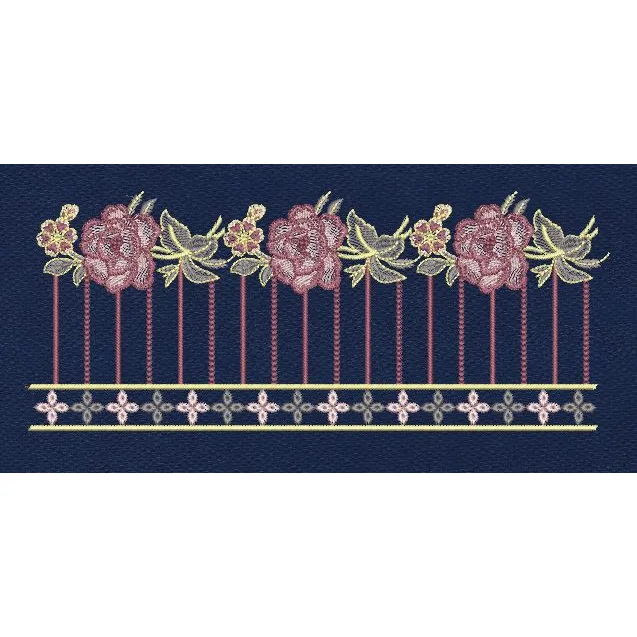 Floral Border Violet Flower Embroidery Design