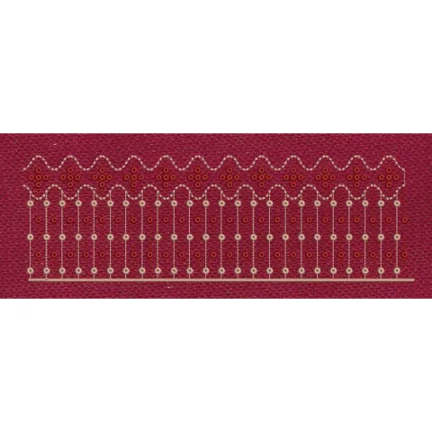 Floral Endless Border Red Lines Embroidery Design