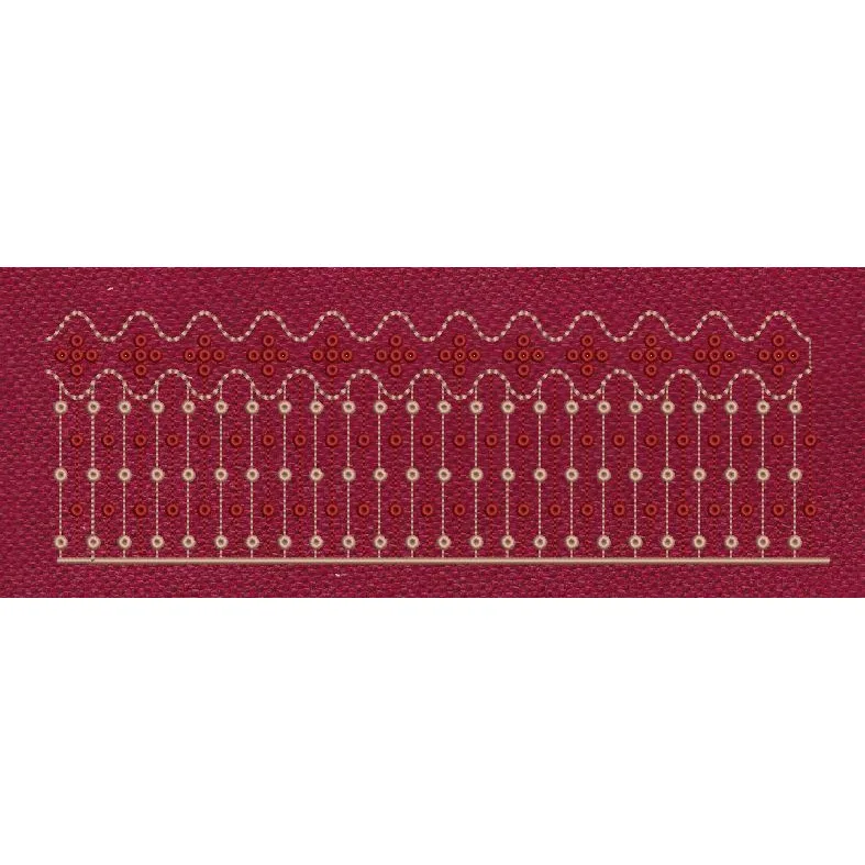 Floral Endless Border Red Lines Embroidery Design