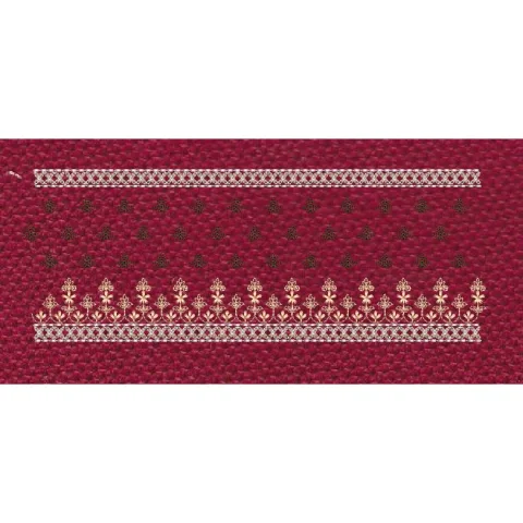 Red Background And Star Motifs Jacquard Border Embroidery Design