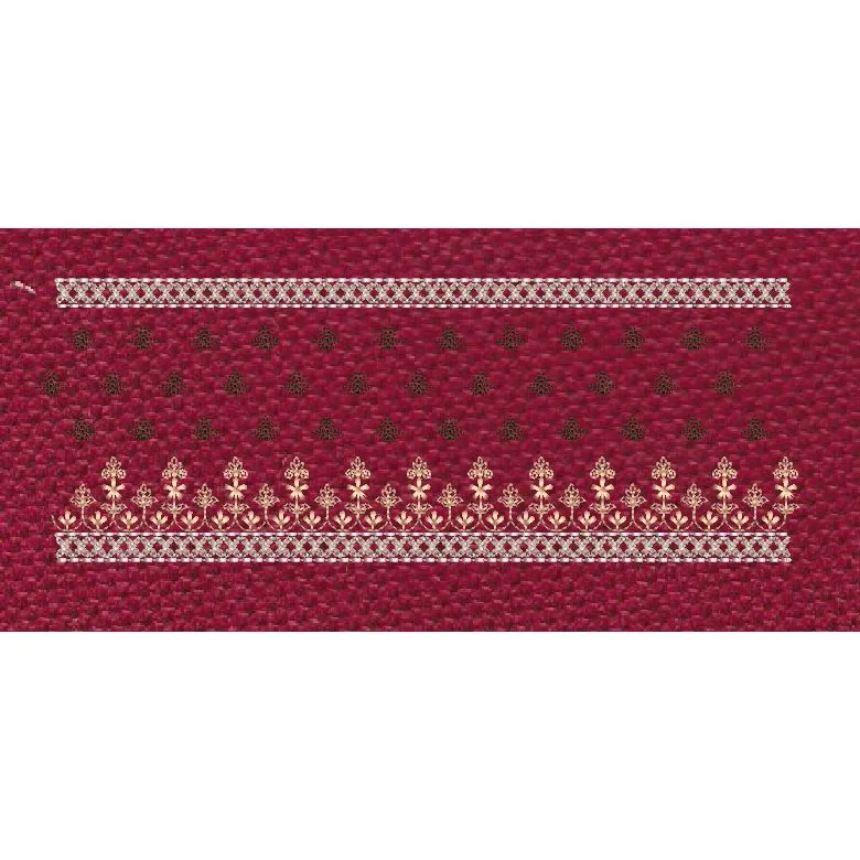 Red Background And Star Motifs Jacquard Border Embroidery Design