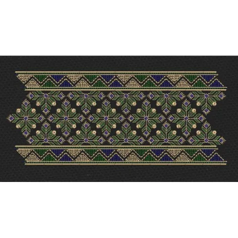 Floral Endless Border Black Embroidery Design