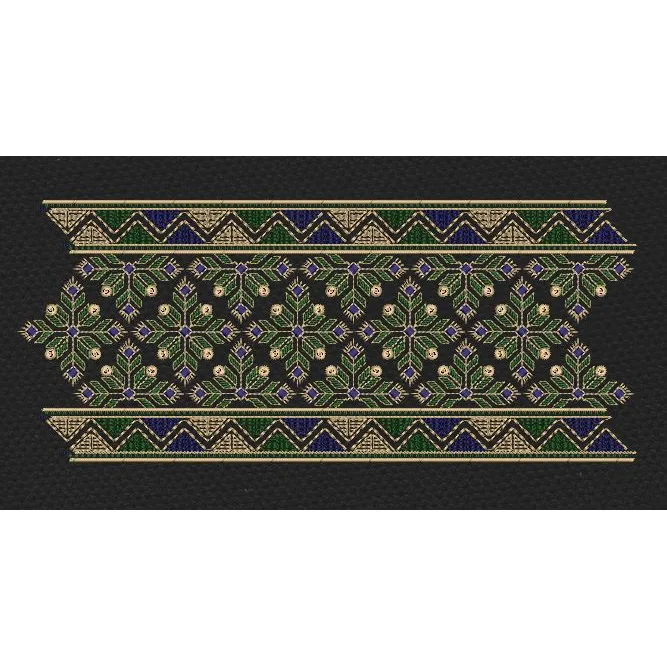 Floral Endless Border Black Embroidery Design