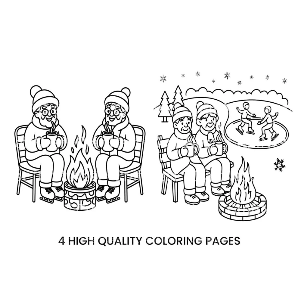 Cozy Winter Campfire Coloring Books