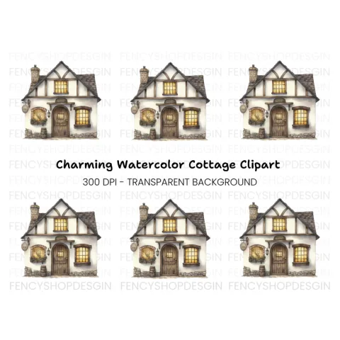 Tudor Style Cottage Clipart Bundle