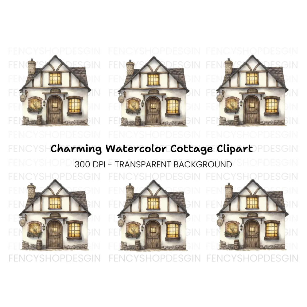 Tudor Style Cottage Clipart Bundle
