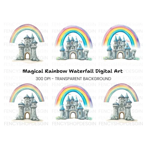 Magical Rainbow Castle Clipart Bundle