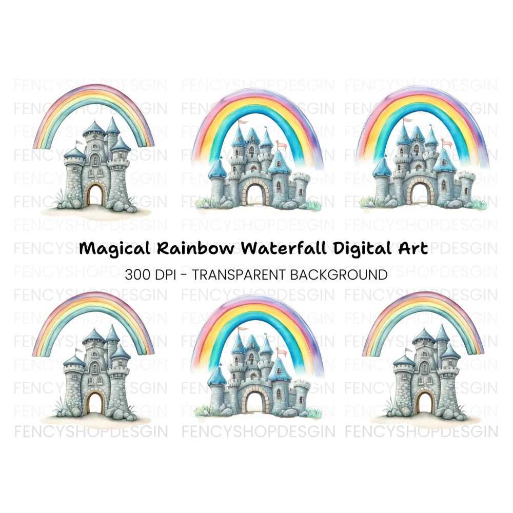 Magical Rainbow Castle Clipart Bundle