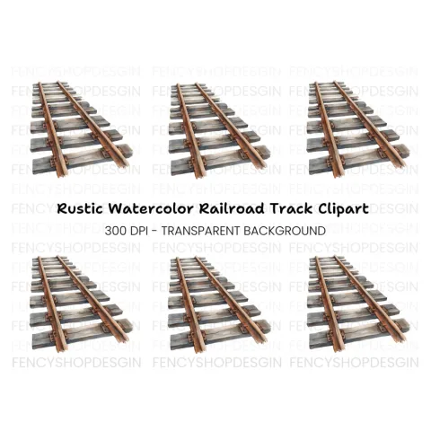 Vintage Train Tracks Clipart Bundle