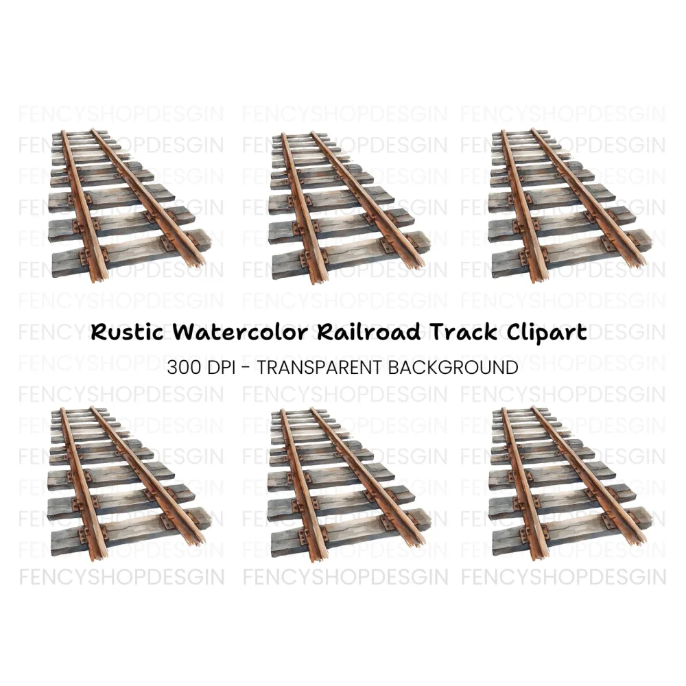 Vintage Train Tracks Clipart Bundle