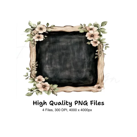 Floral Chalkboard Frame Clipart Bundle