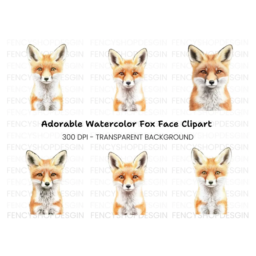 Adorable Fox Faces Clipart Bundle
