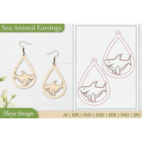 Sea Animal Earrings SVG Bundle