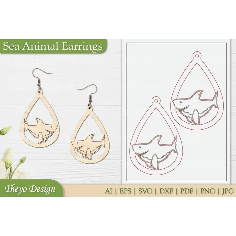Sea Animal Earrings SVG Bundle