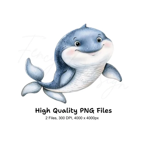 Cute Whale Duo Clipart Bundle