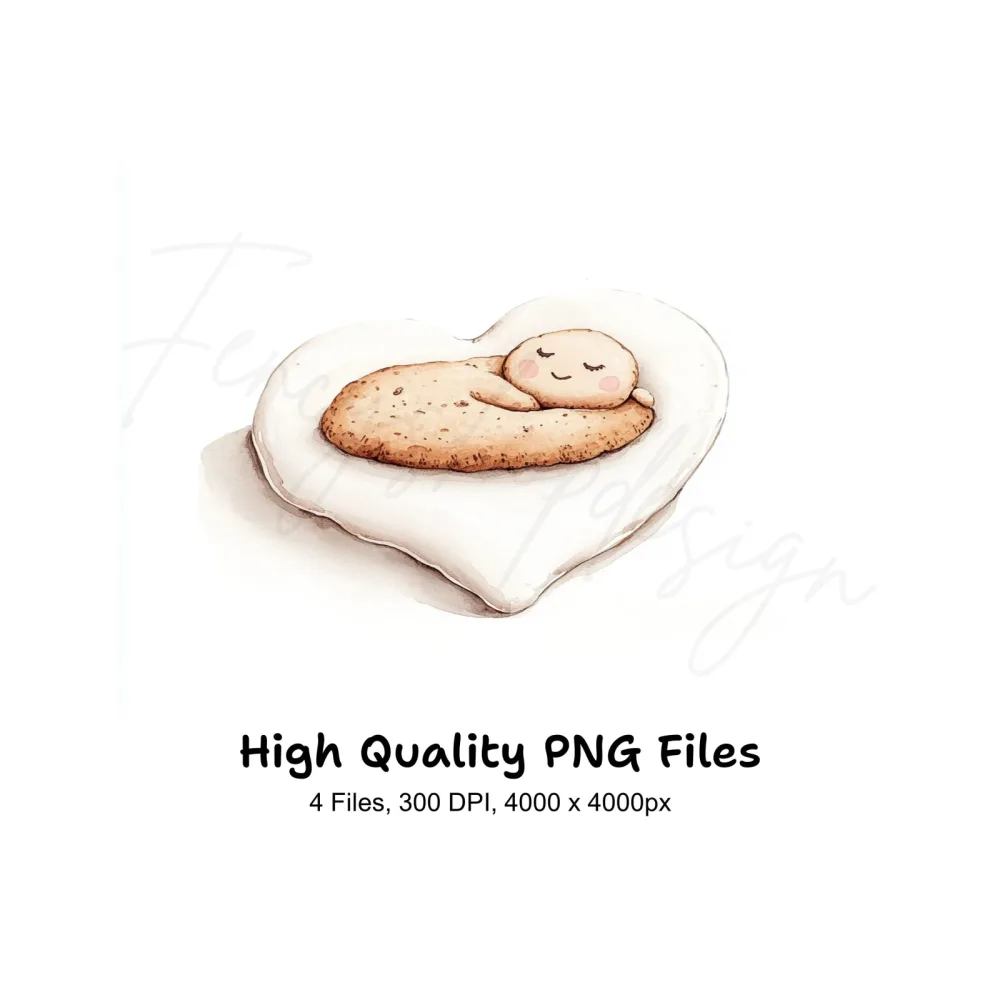 Sleeping Cookie in Heart Clipart Bundle