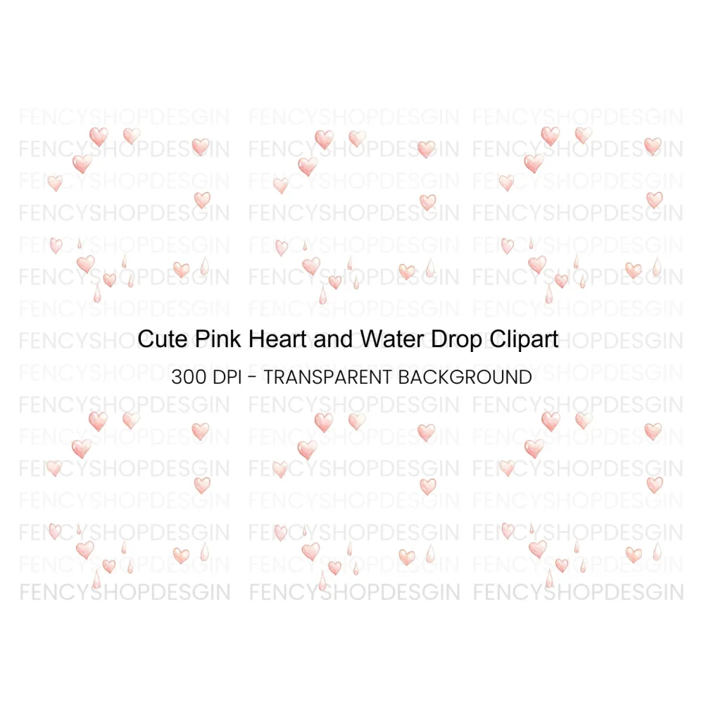 Pink Hearts Clipart Bundle
