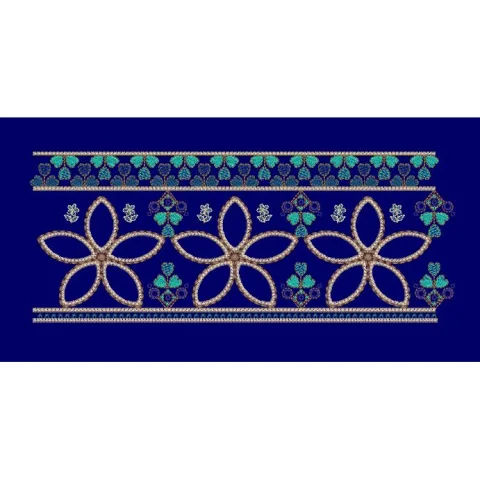 Five Petal Blossom Border Embroidery Design