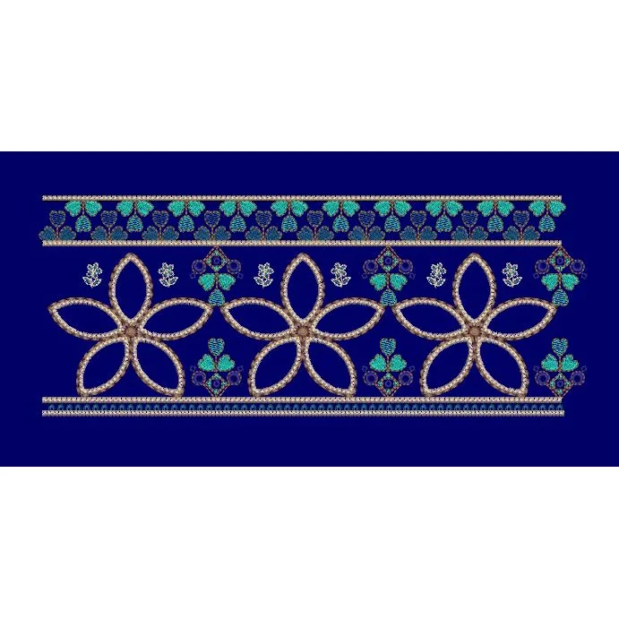 Five Petal Blossom Border Embroidery Design