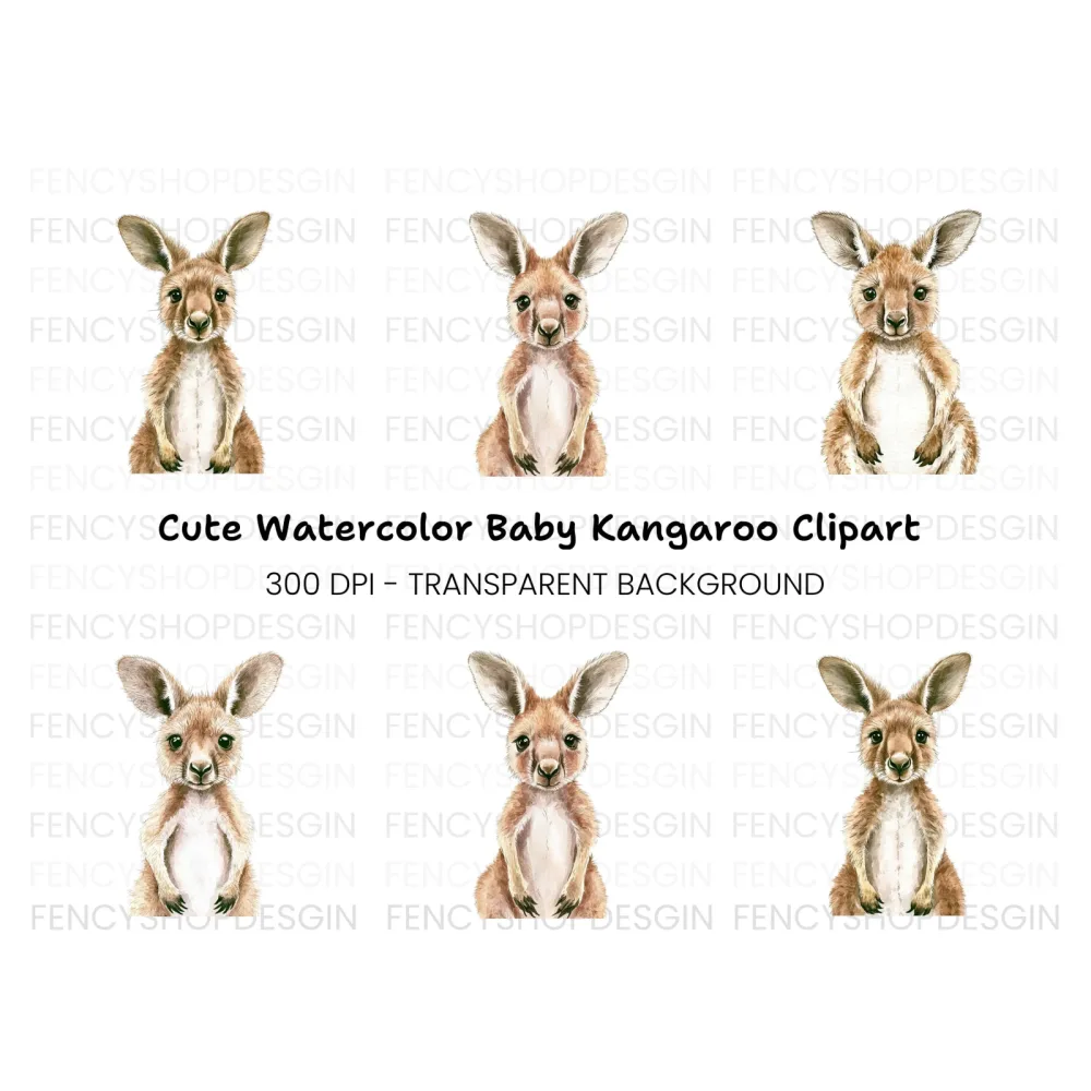 Baby Kangaroo Clipart Bundle